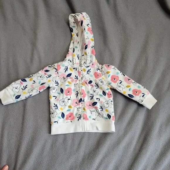Simple Joys by Carters Baby Girls Floral Jacket 6 9 Months Pink White - Picture 1 of 10